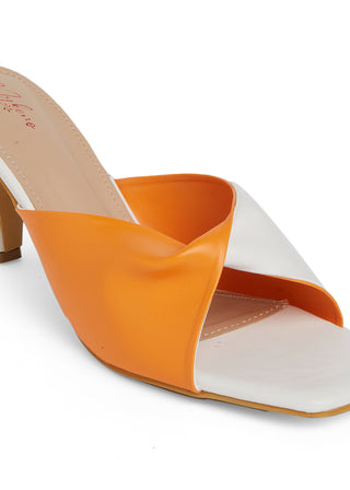 Camille Orange & White Heels