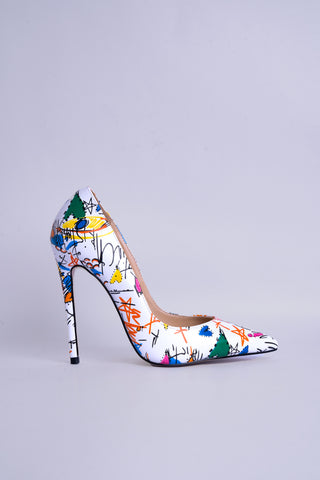 Graphic Pointed Toe Stiletto Pumps - Artistic Shapes - Limited Edition