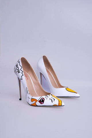 Graphic Pointed Toe Stiletto Pumps - Artistic Pattern - Limited Edition