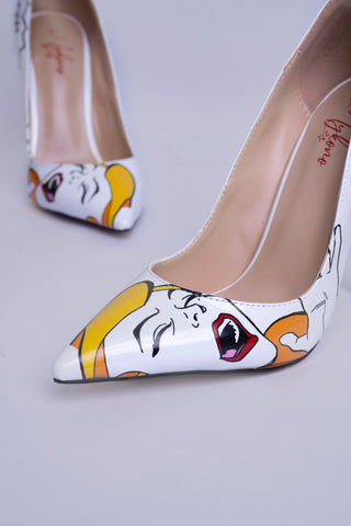 Graphic Pointed Toe Stiletto Pumps - Artistic Pattern - Limited Edition