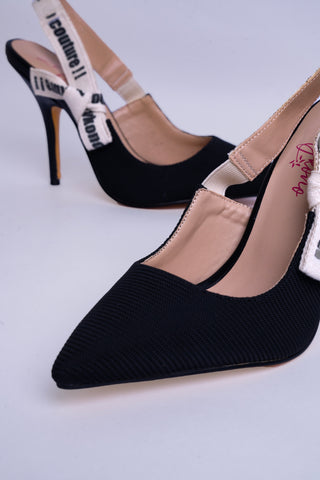 Lumina Black & White Leather Heels