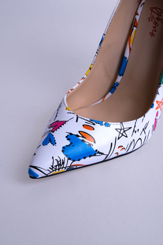 Graphic Pointed Toe Stiletto Pumps - Artistic Shapes - Limited Edition