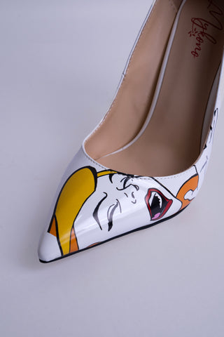 Graphic Pointed Toe Stiletto Pumps - Artistic Pattern - Limited Edition