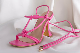 Cris-Cross Strappy Stiletto Heels - Hot Pink