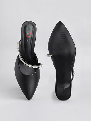 Diamond studded mules Black Heels